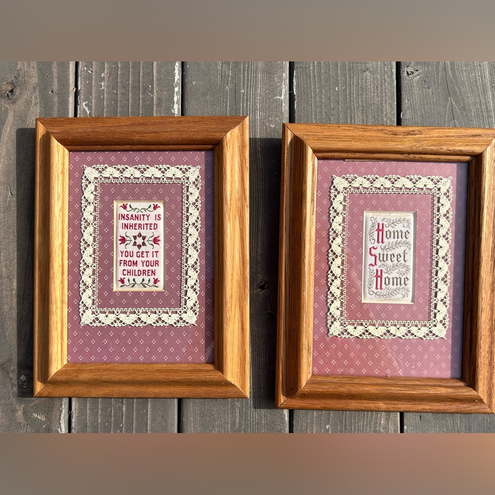 Figi Giftware San Diego Oak‎ Framed Kitchy Kitchen Art Print Lace Cottage Set 2